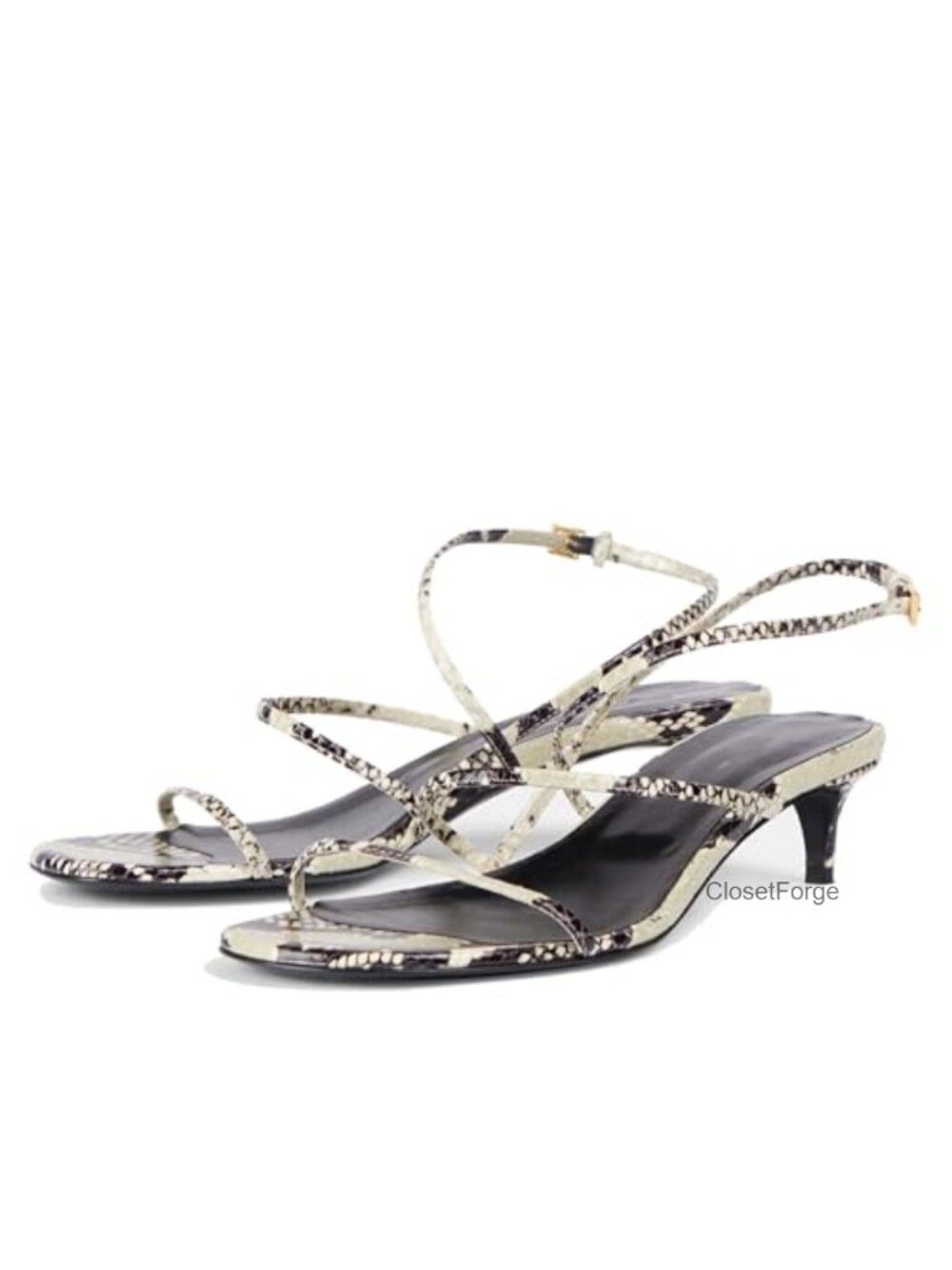 Elegant Kitten Heel Strappy Sandals for Women Open Toe PU Dressy